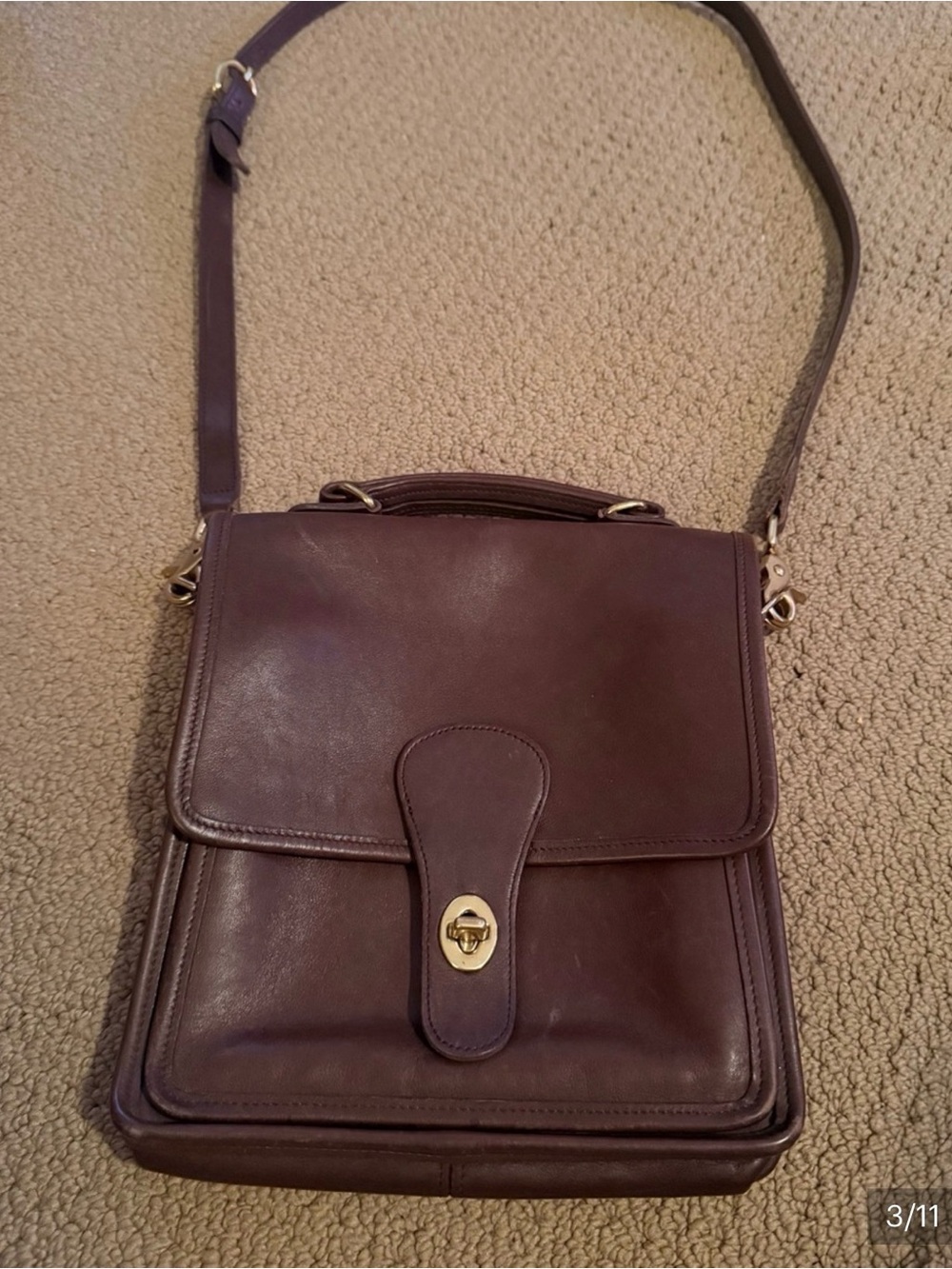 Vintage Coach Mahogany Leather Station Bag Crossbody Satchel 5130